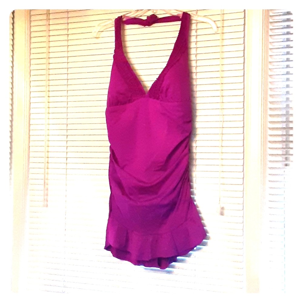 Kenneth Cole Violet Halter Swimdress XL